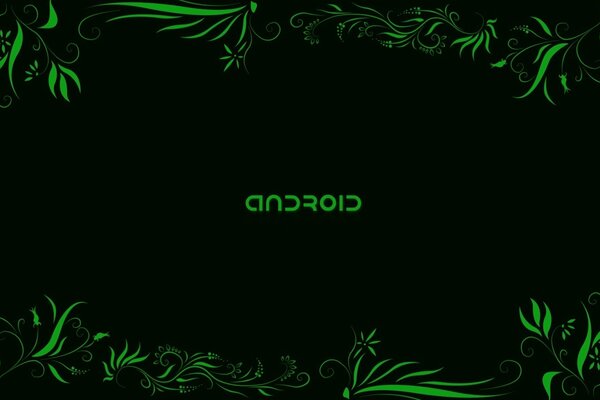 Inscripción Android sobre un fondo negro con patrones verdes