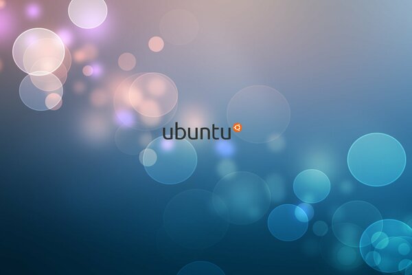 Ubuntu inscription on a blue background with bubbles