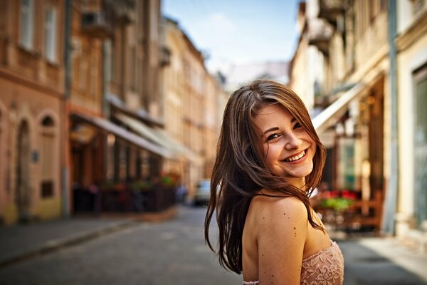 A girl s smile on the street