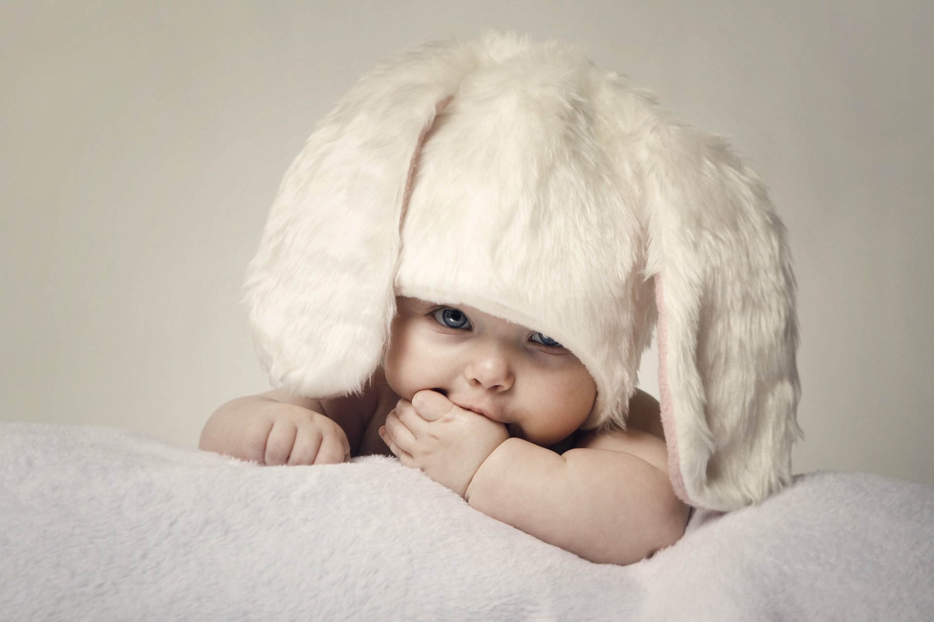 adorable hat happy baby kid children cute rabbit easter child big beautiful blue eye