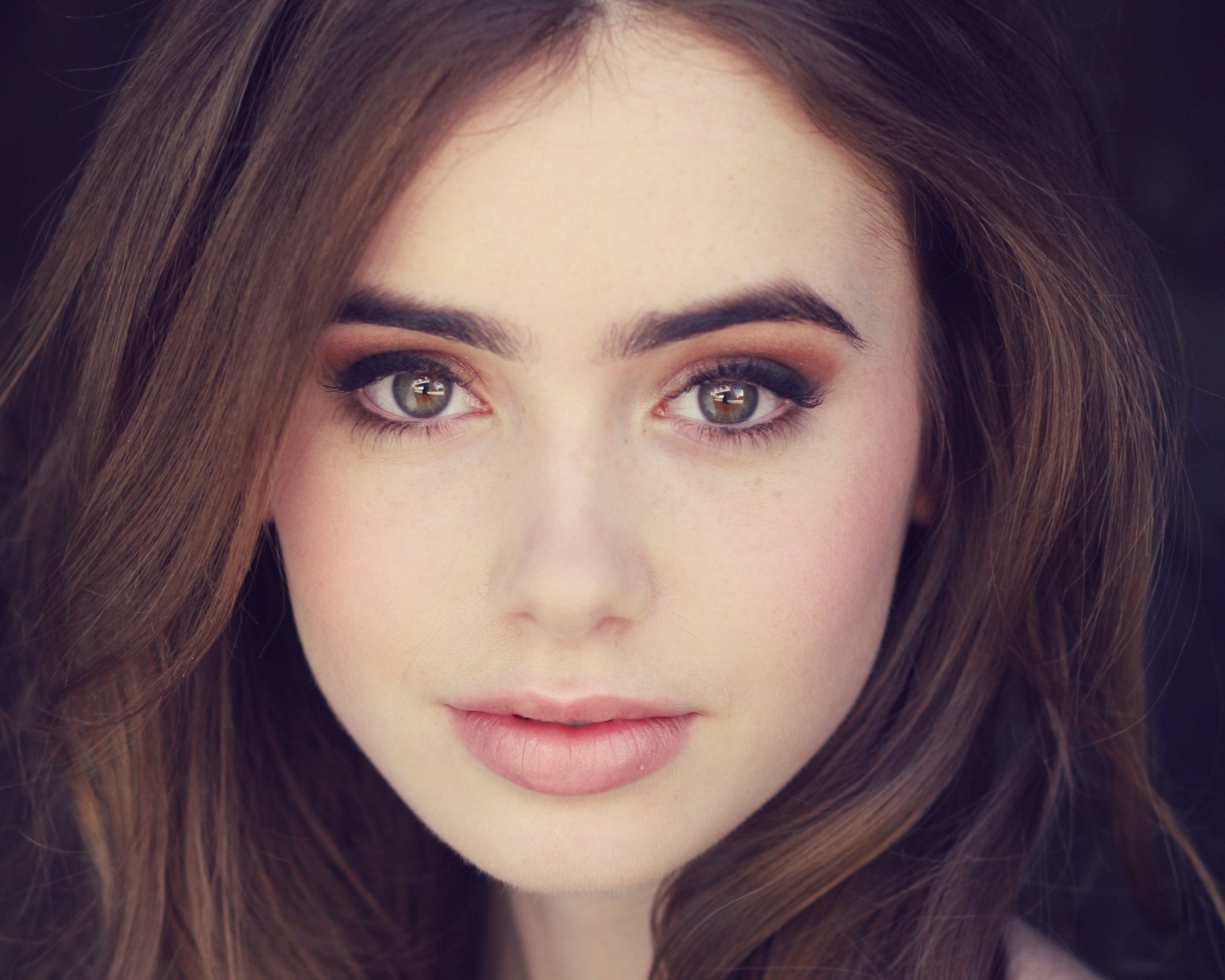 lily collins face eyes view photo