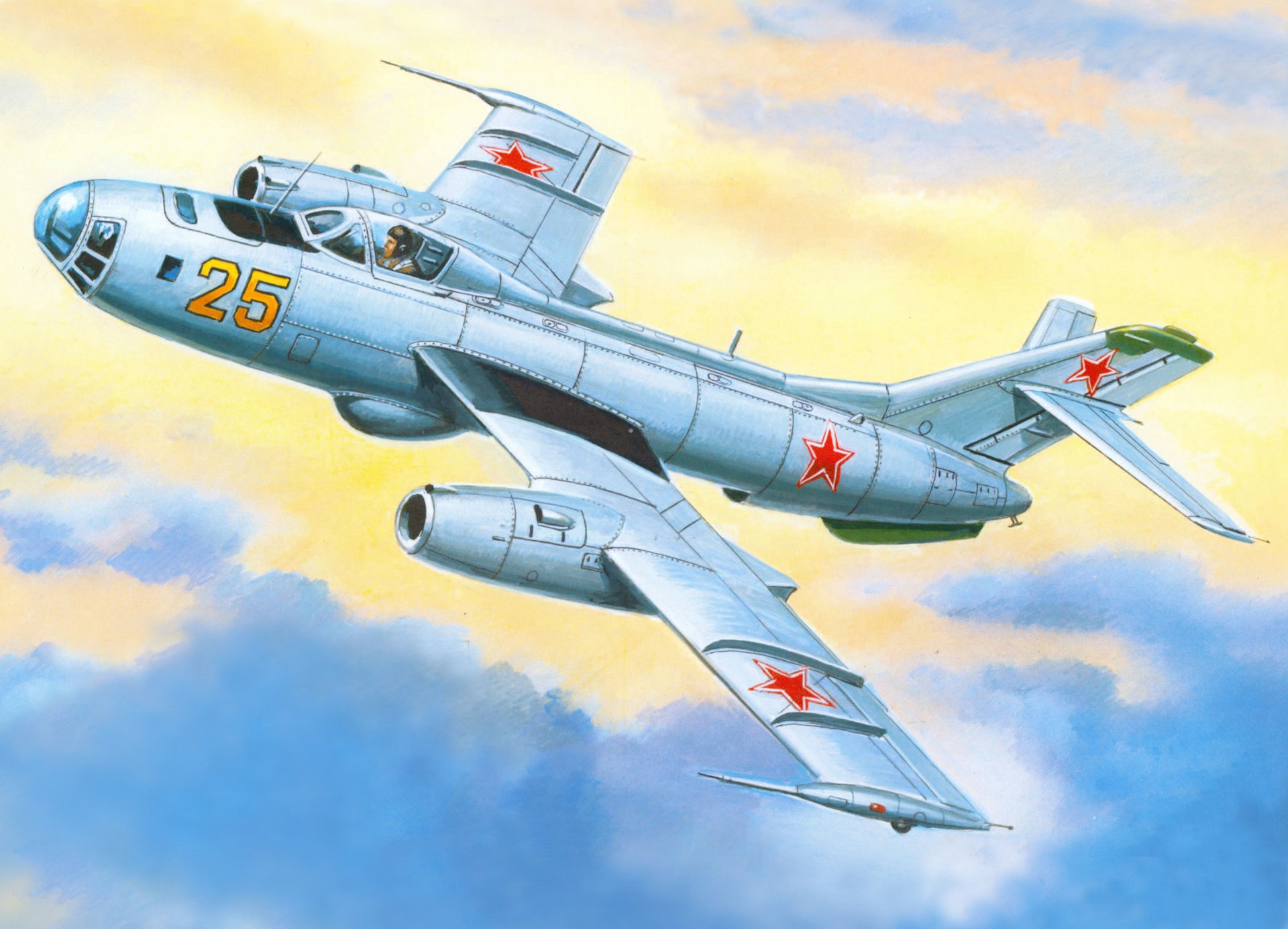 vitesse yak-25b soviétique ciel bombardier art