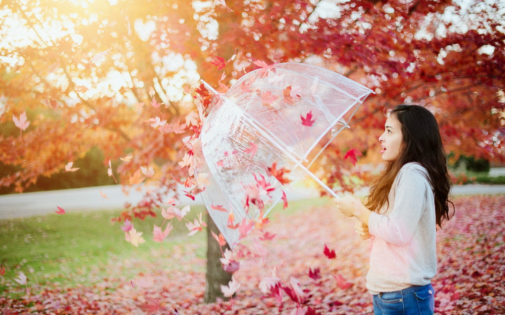 ataque de otoño chica otoño