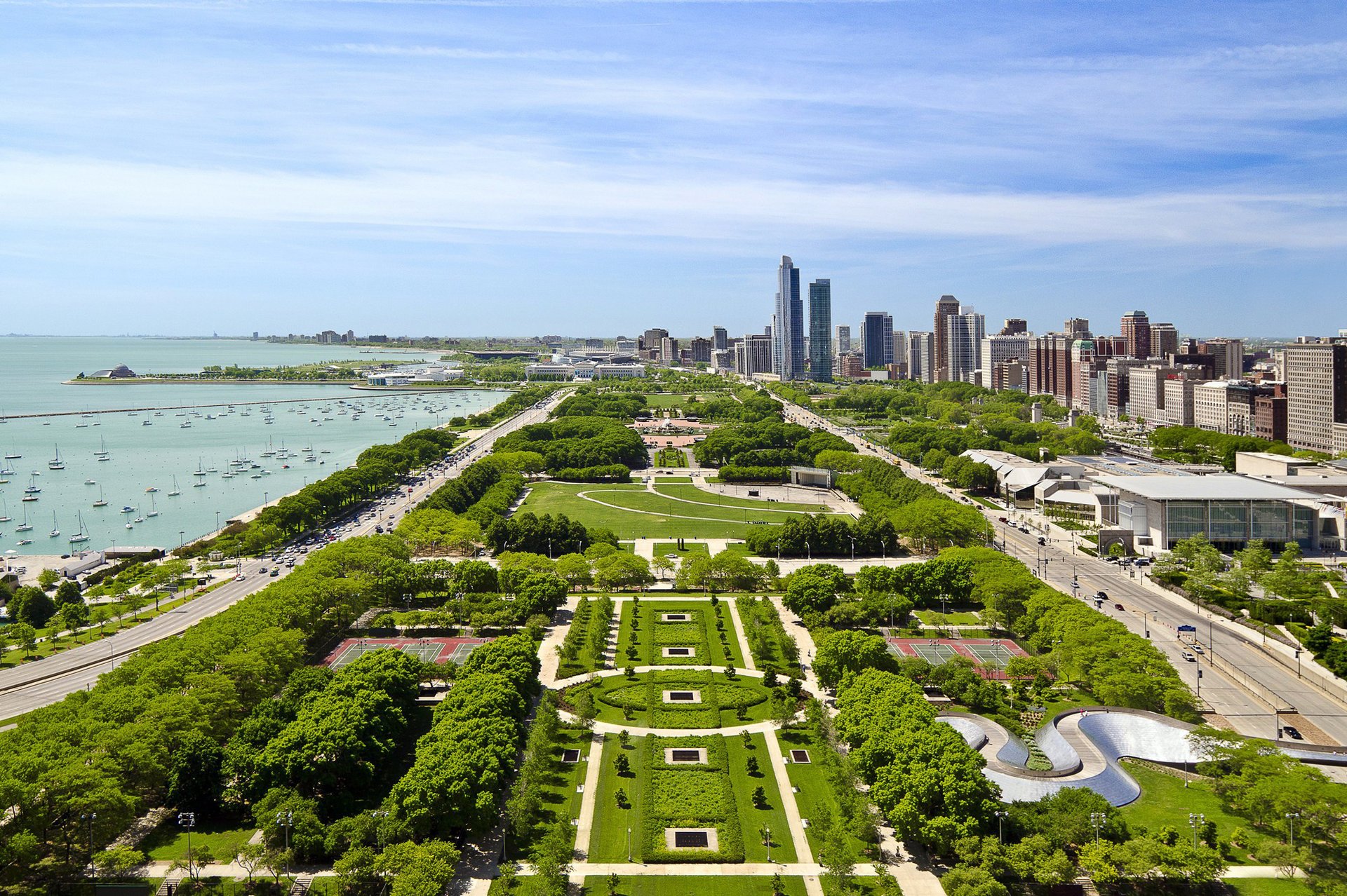 estados unidos edificios parque vegetación carreteras casas árboles hierba