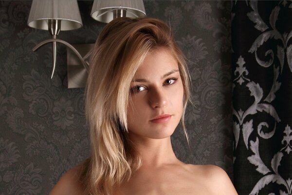 Beautiful blonde on a dark background