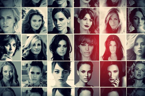 The most popular beautiful actresses in one photo collage