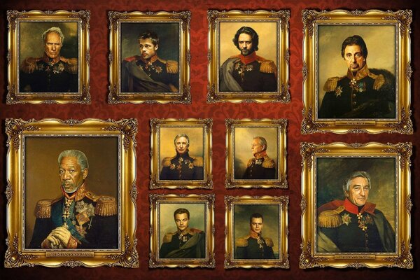 Framed portraits of generals from the gallery