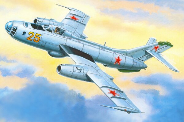 Soviet Yak-25B high-speed bomber in the sky