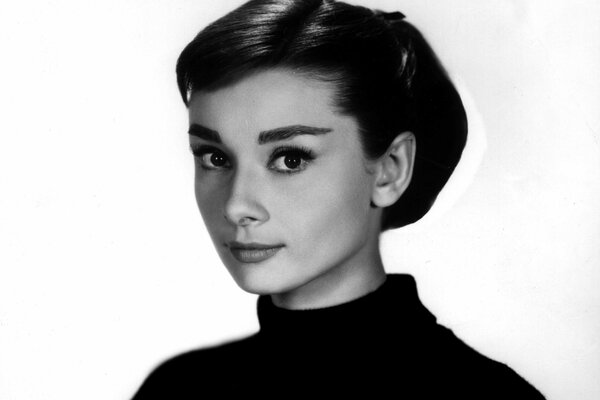 Black and white photo of the famous actress Audrey Hepburn