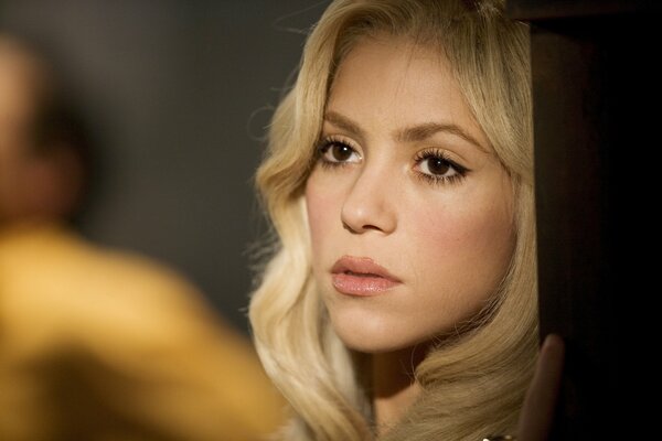 Singer Shakira with a sad look