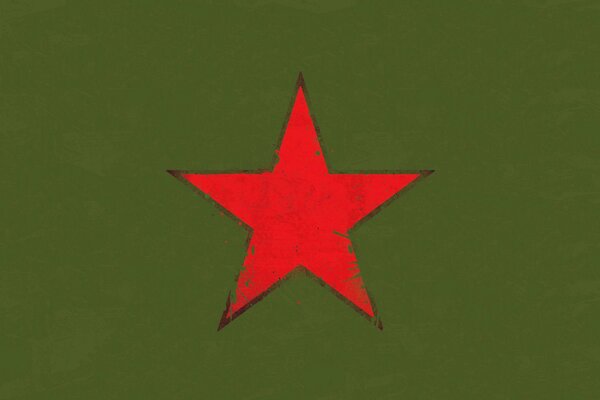 Red star on a background of protective color