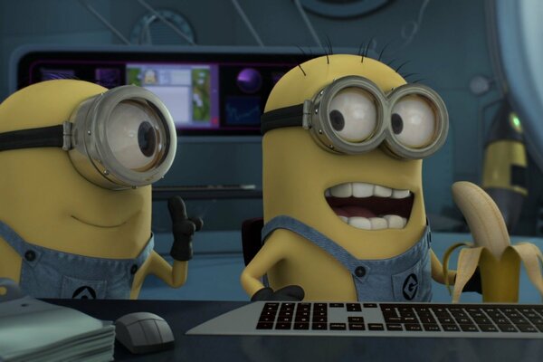 Minions in the cartoon despicable me 2