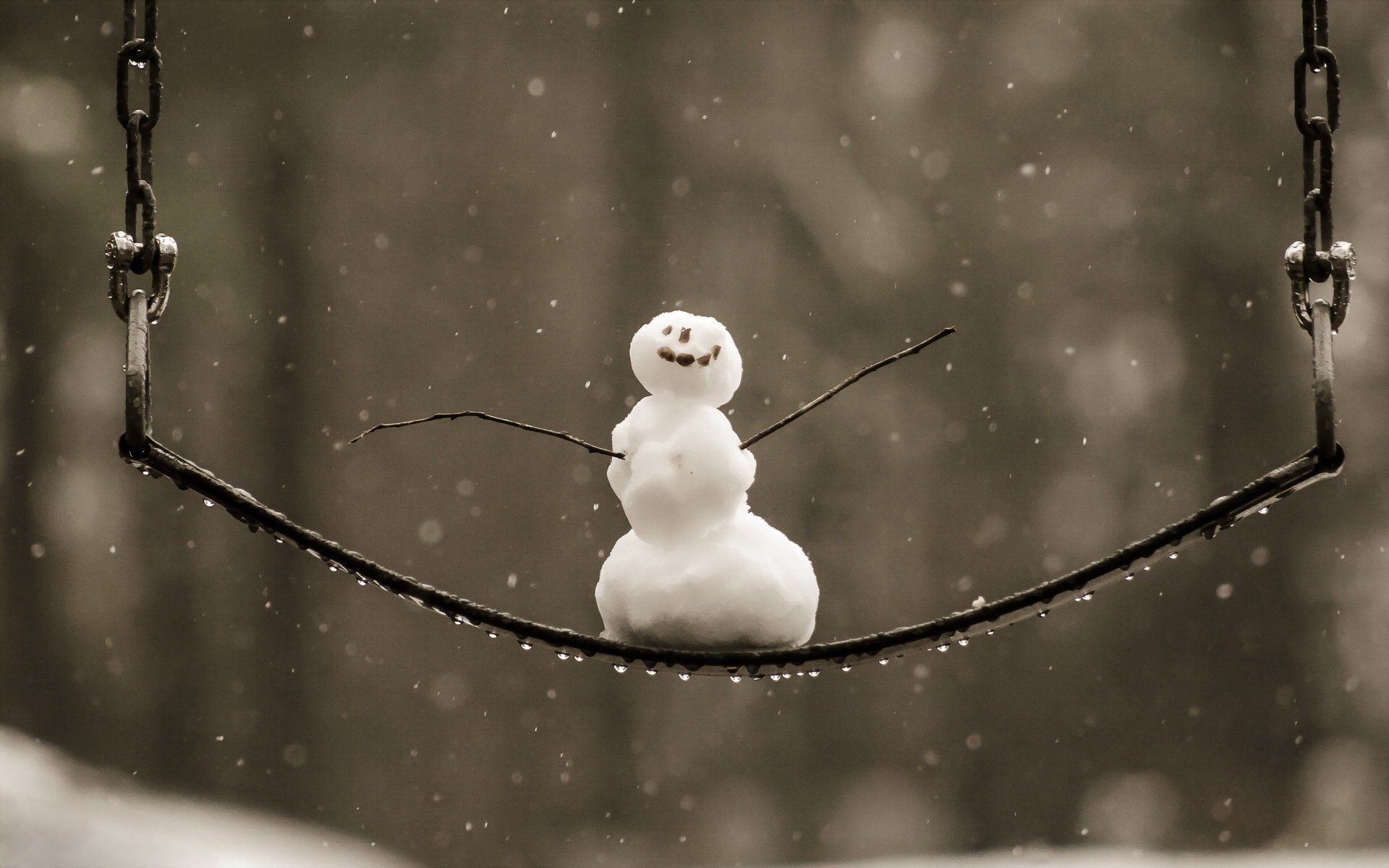 bonhomme de neige balançoire hiver