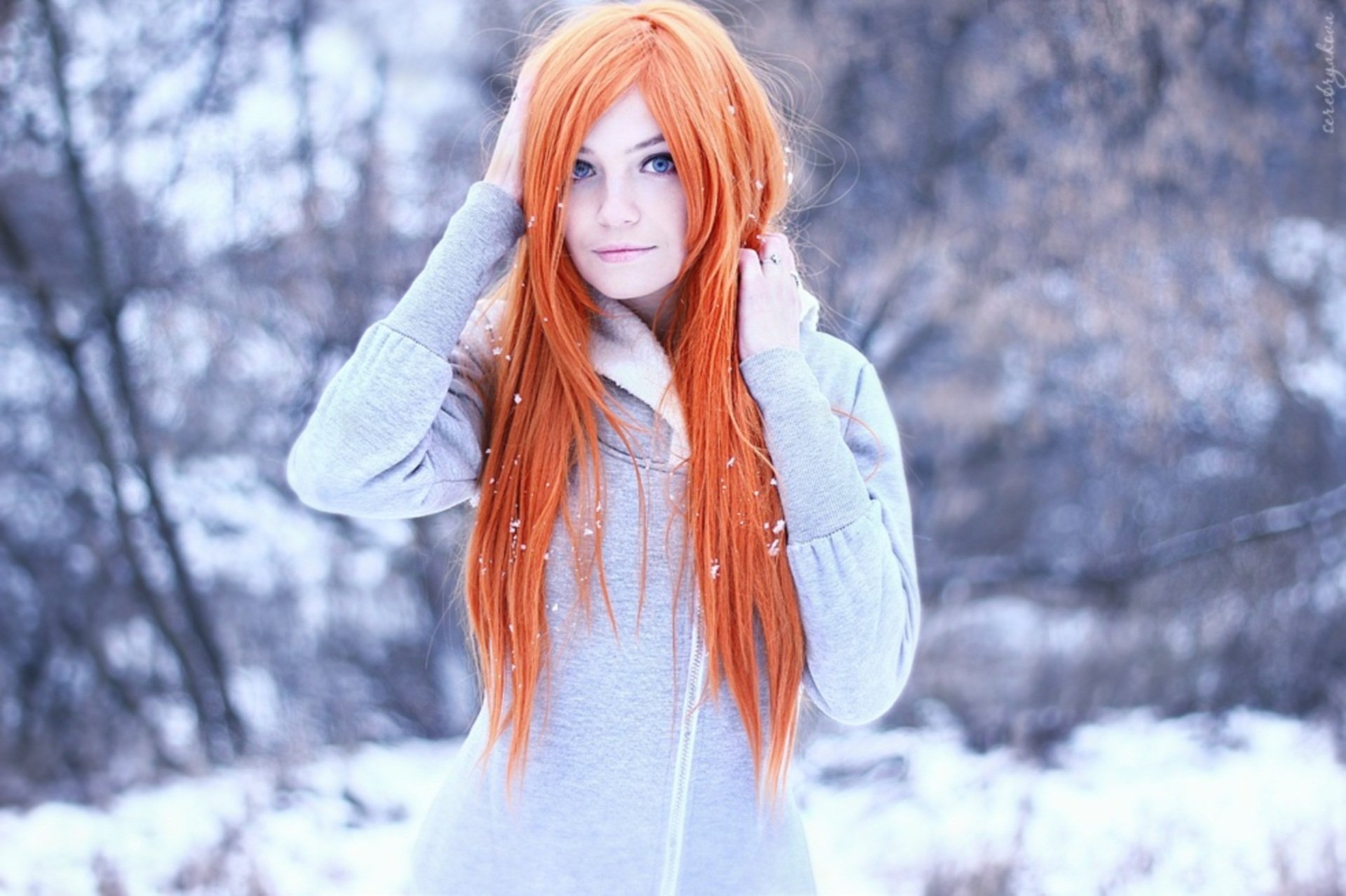 winter red redhead cute