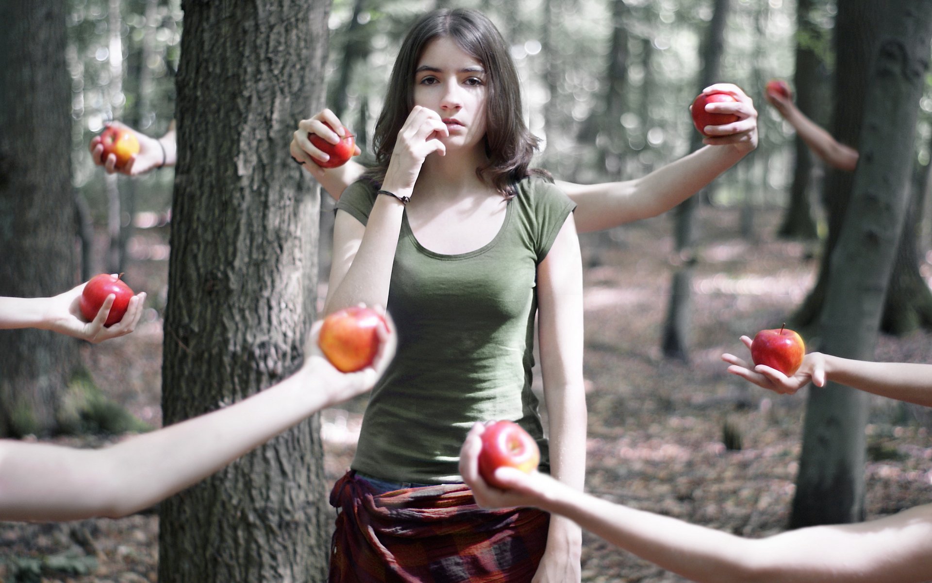 girl hands apples abstract