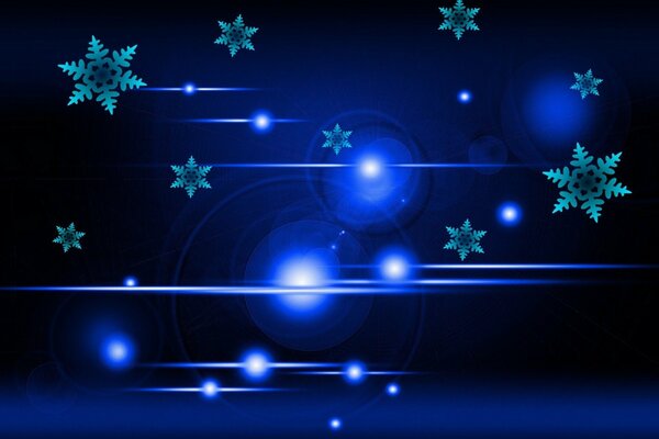 Bokeh Schneeflocken auf blauem Hintergrund
