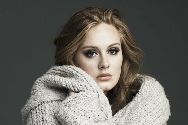Singer Adele in a knitted sweater
