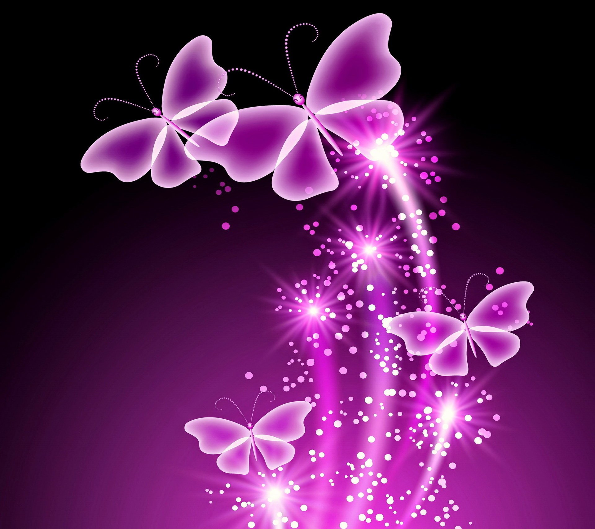 neon abstract butterflies glow neon sparkle butterflies purple