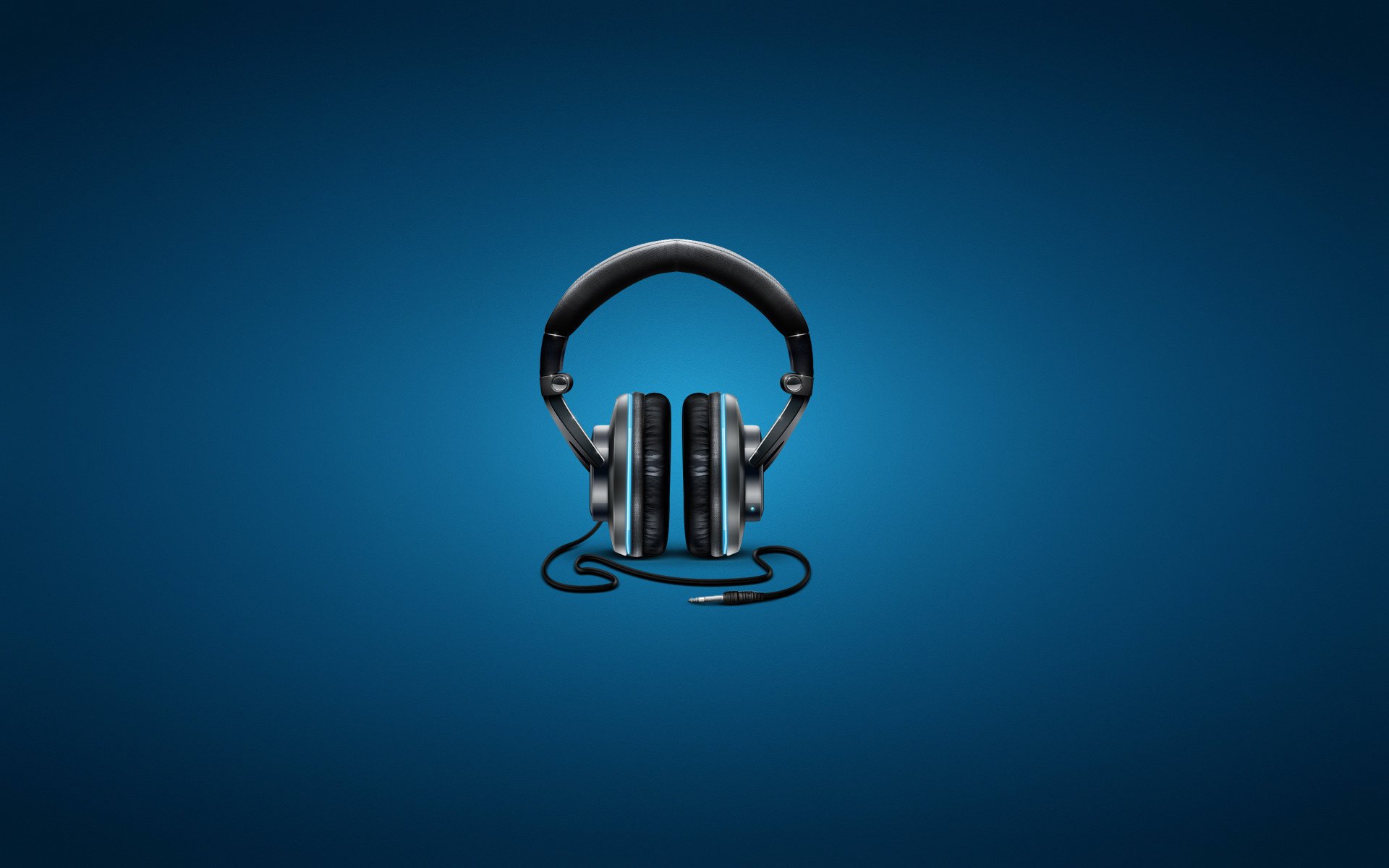 auriculares cable música fondo azul