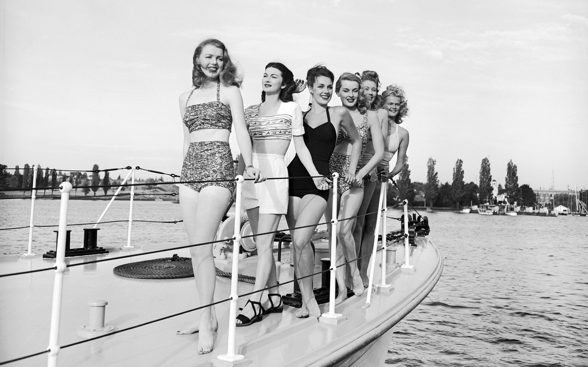 girls retro yacht sea swimwear