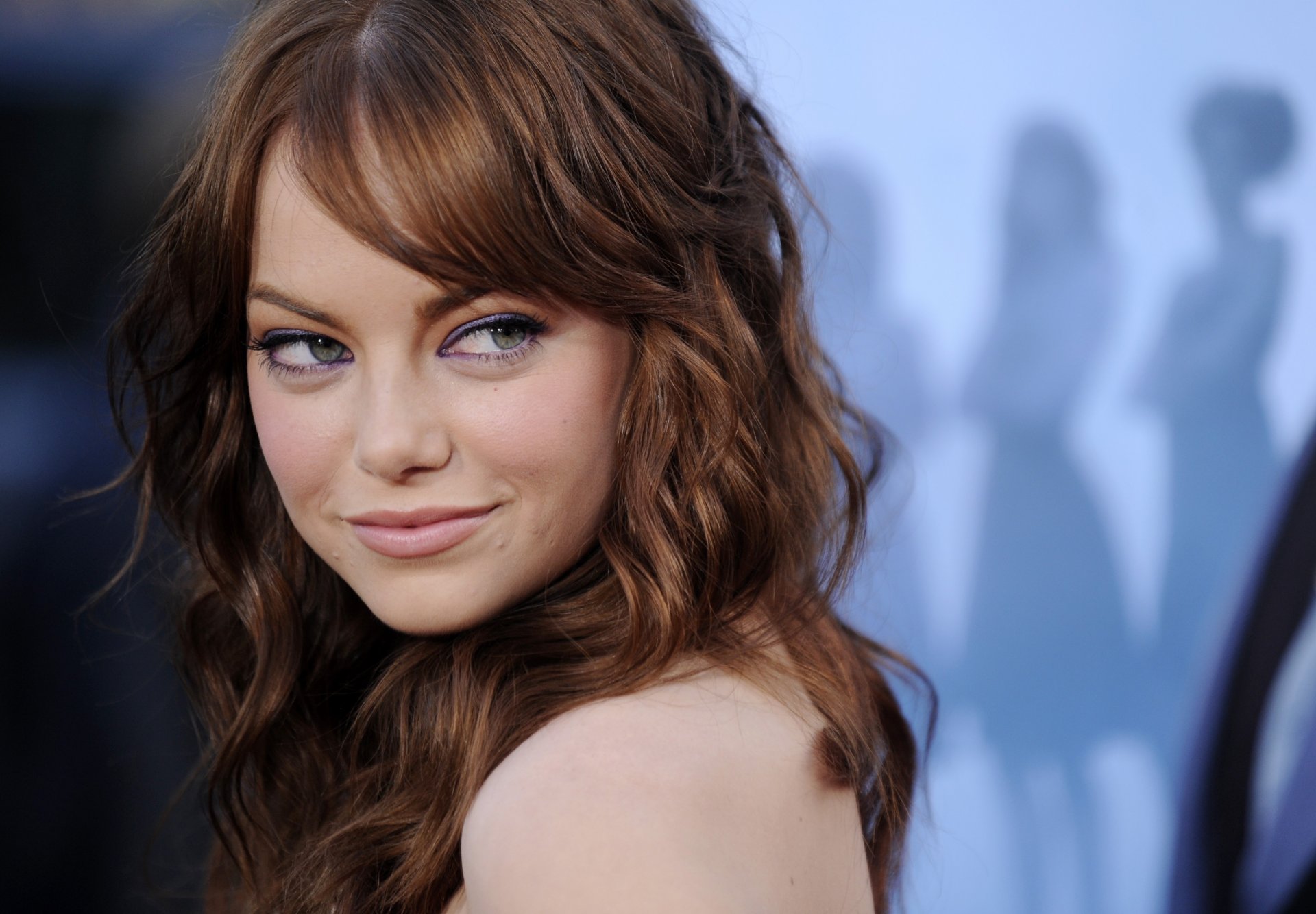 emma stone actress blue light blue eyes lips look