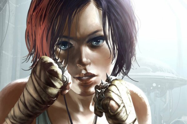 Wallpaper with the image of a fighting girl