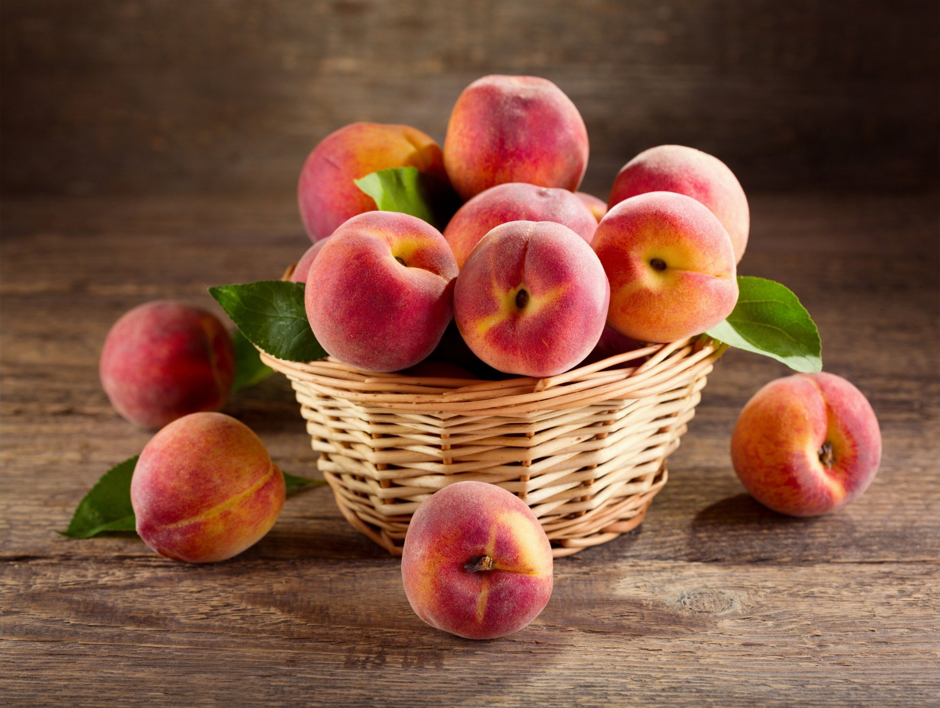 peaches leaves shopping food