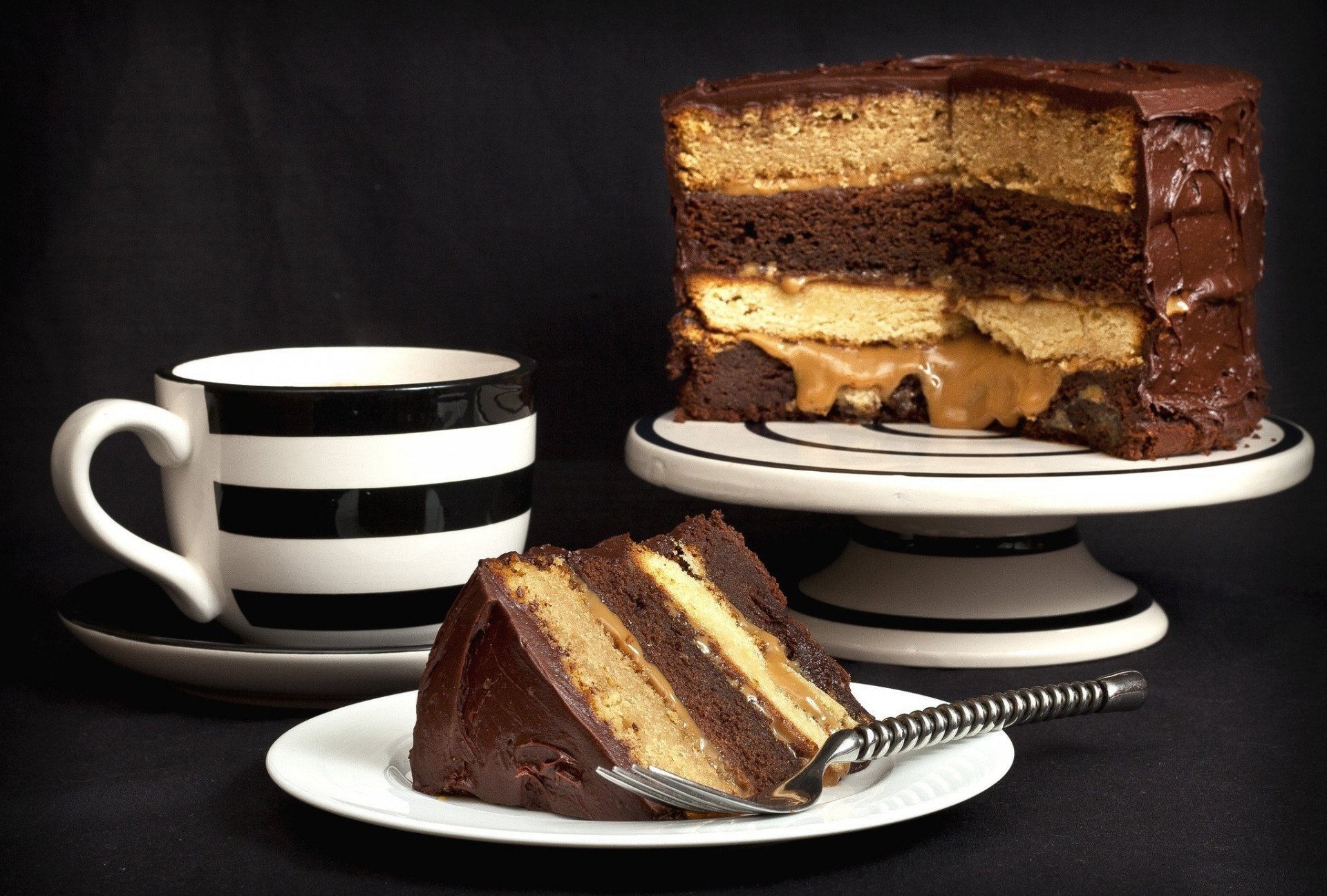 pastel taza tenedor pieza