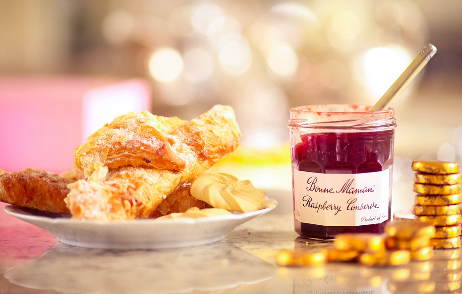 lebensmittel marmelade dose kekse gebäck süßigkeiten teller tisch