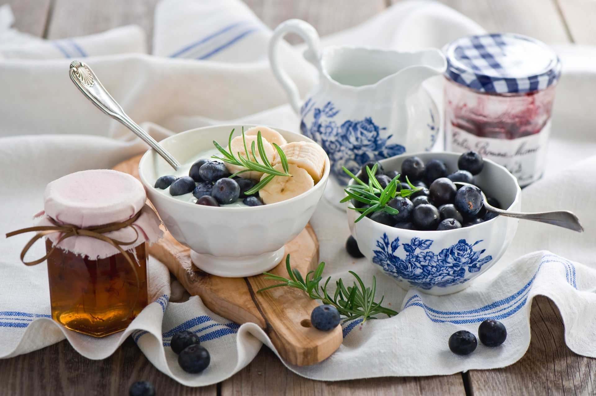 blueberries berries bananas breakfast jam honey anna verdina