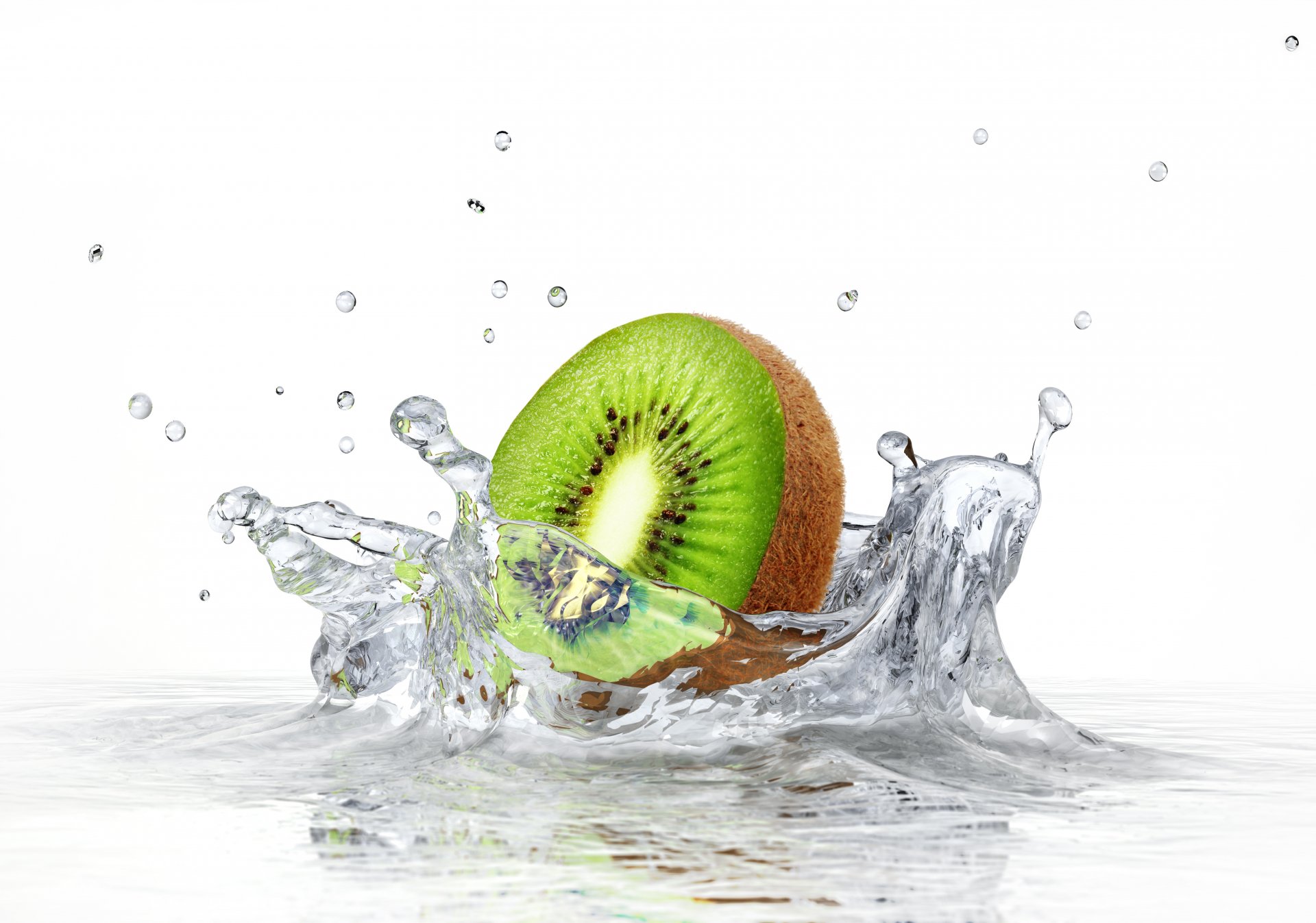 weißer hintergrund kiwi spritzer wasser sprays