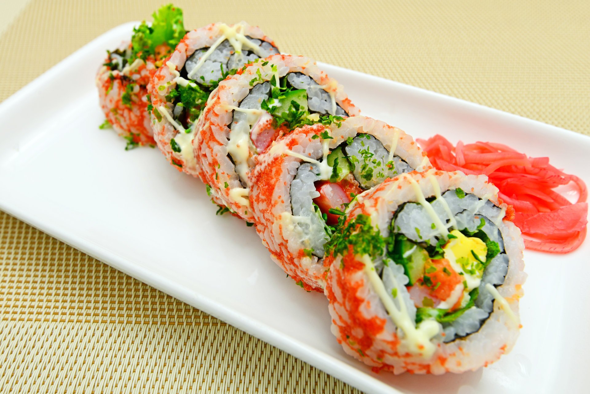 japanese cuisine sushi rolls ginger roll