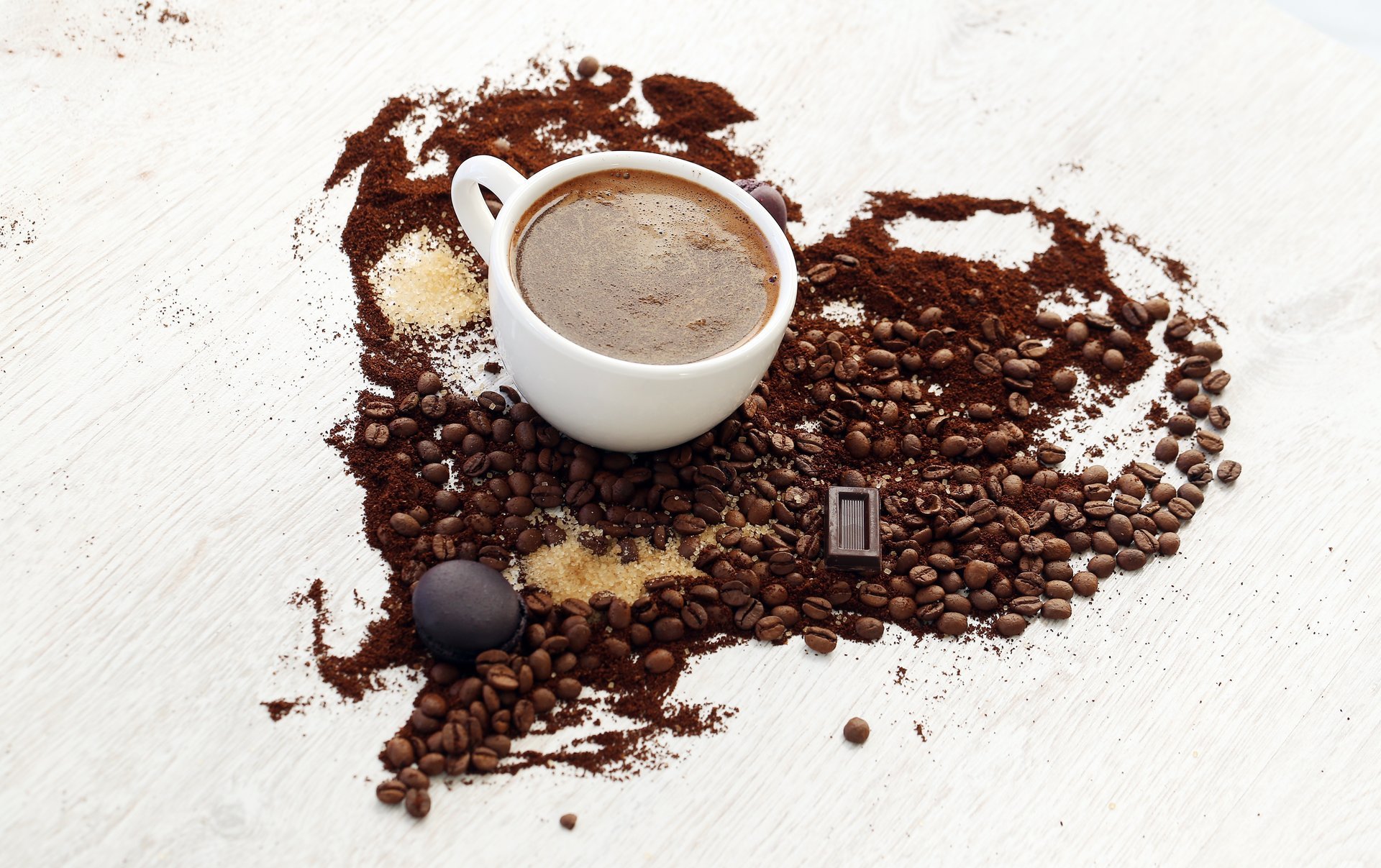 caffè tazza bianco grano zucchero cioccolato biscotto cuore