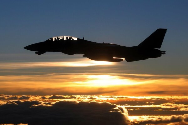 Airplane close-up at sunset