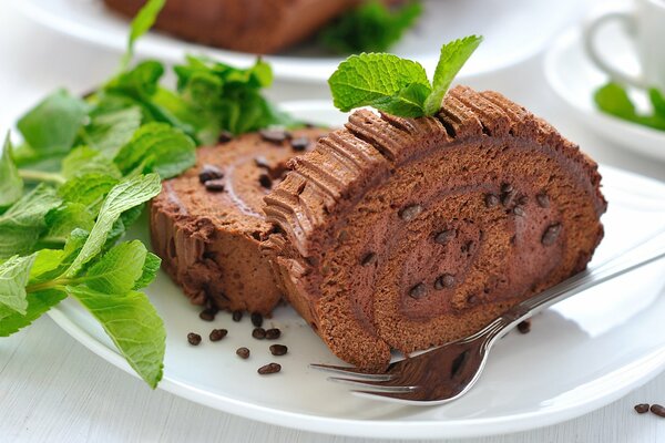 Rollo de chocolate con menta