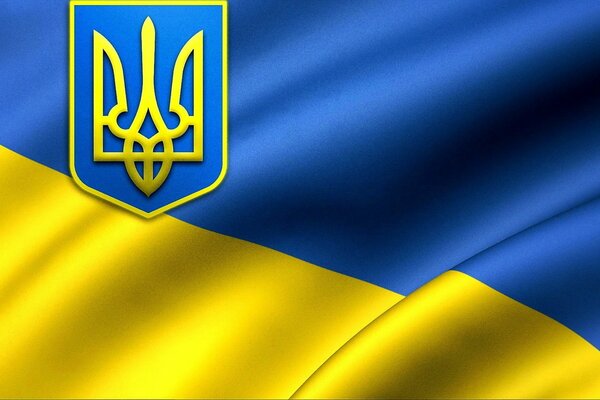 Blau-gelbe wehende Flagge der Ukraine