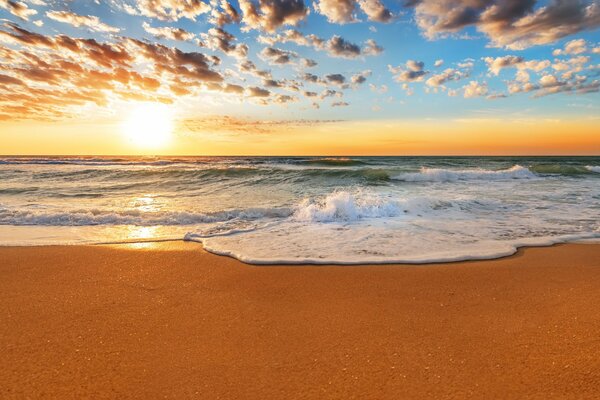 Clear tropical sea at sunset