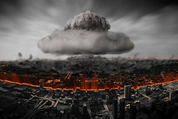 Guerra nuclear en medio de densas urbanizaciones