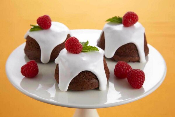 Gâteau au dessert, muffins aux framboises