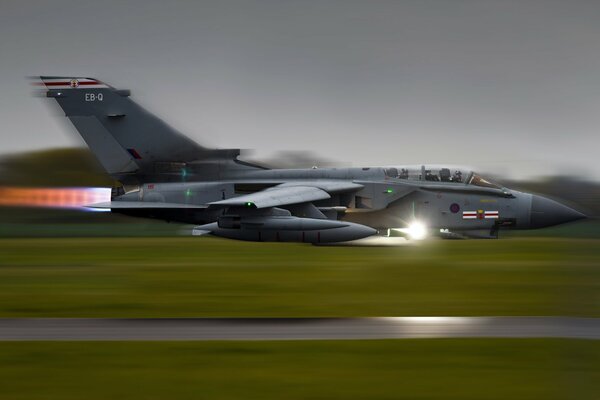 A powerful fighter jet on the runway