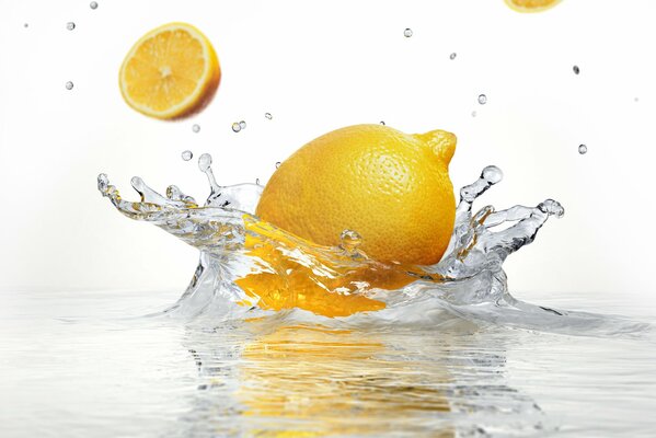 Bright lemon in a splash of water