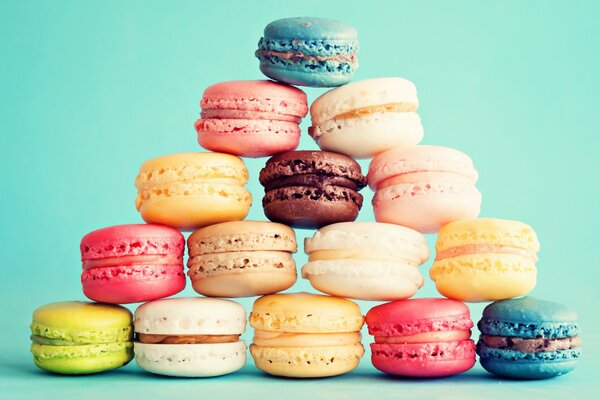 Sweet bright desserts and macaroon pastries