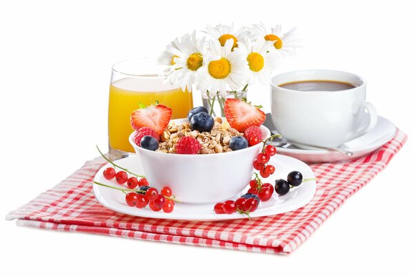 Desayuno de naturaleza muerta con café y flores