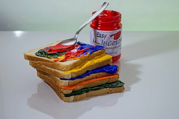 Toaster bread with colorful filling