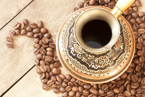 Fragrant coffee in a patterned turk