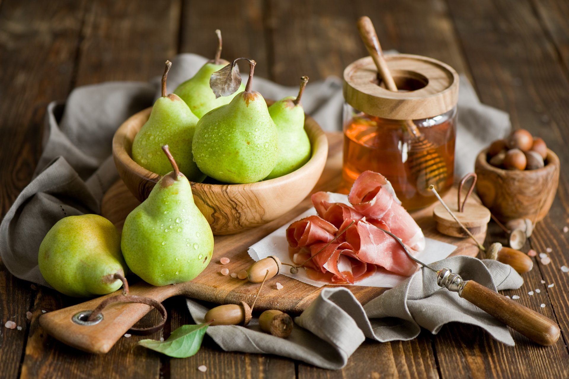 pear green fruits ham meat honey nuts tableware anna verdina