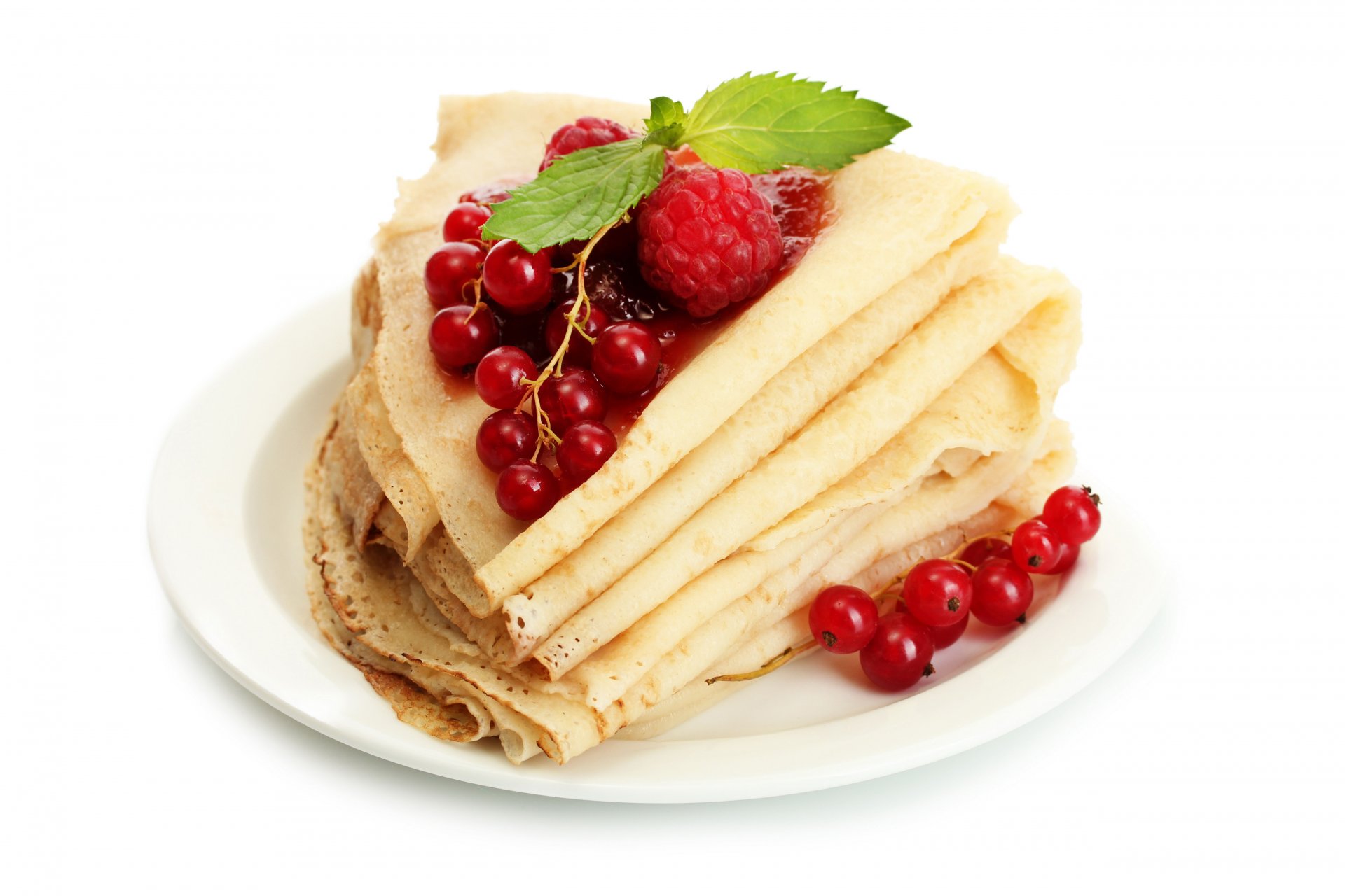 nourriture crêpes crêpes avec baies rouge groseille viorne framboise miam-miam papier peint