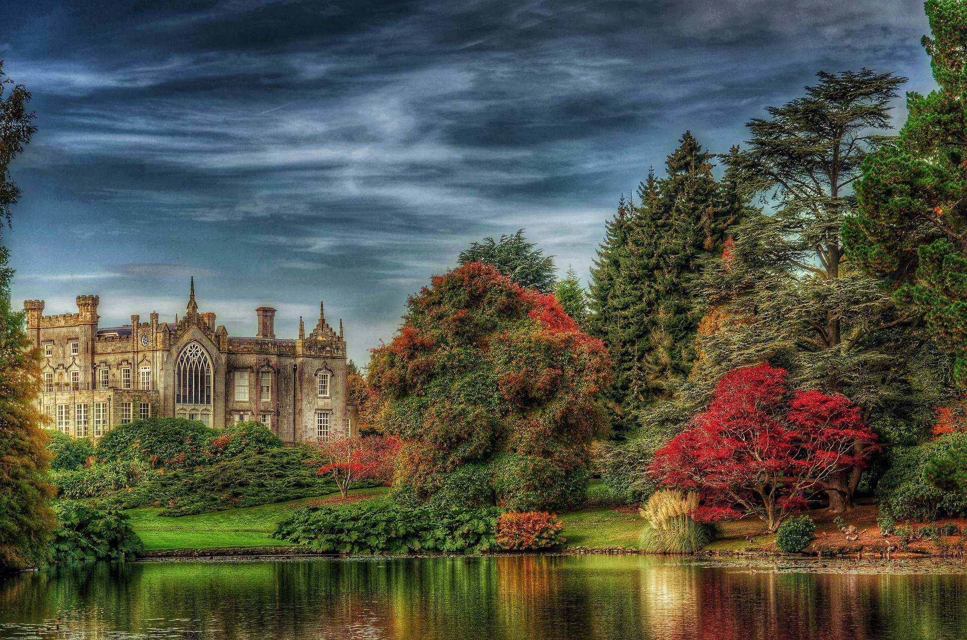 heffield park garden großbritannien park schloss himmel bäume hdr natur