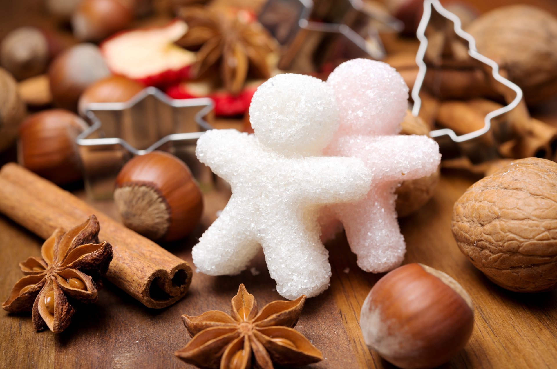 azúcar figuras hombres especias canela anís anís nueces vacaciones año nuevo navidad invierno