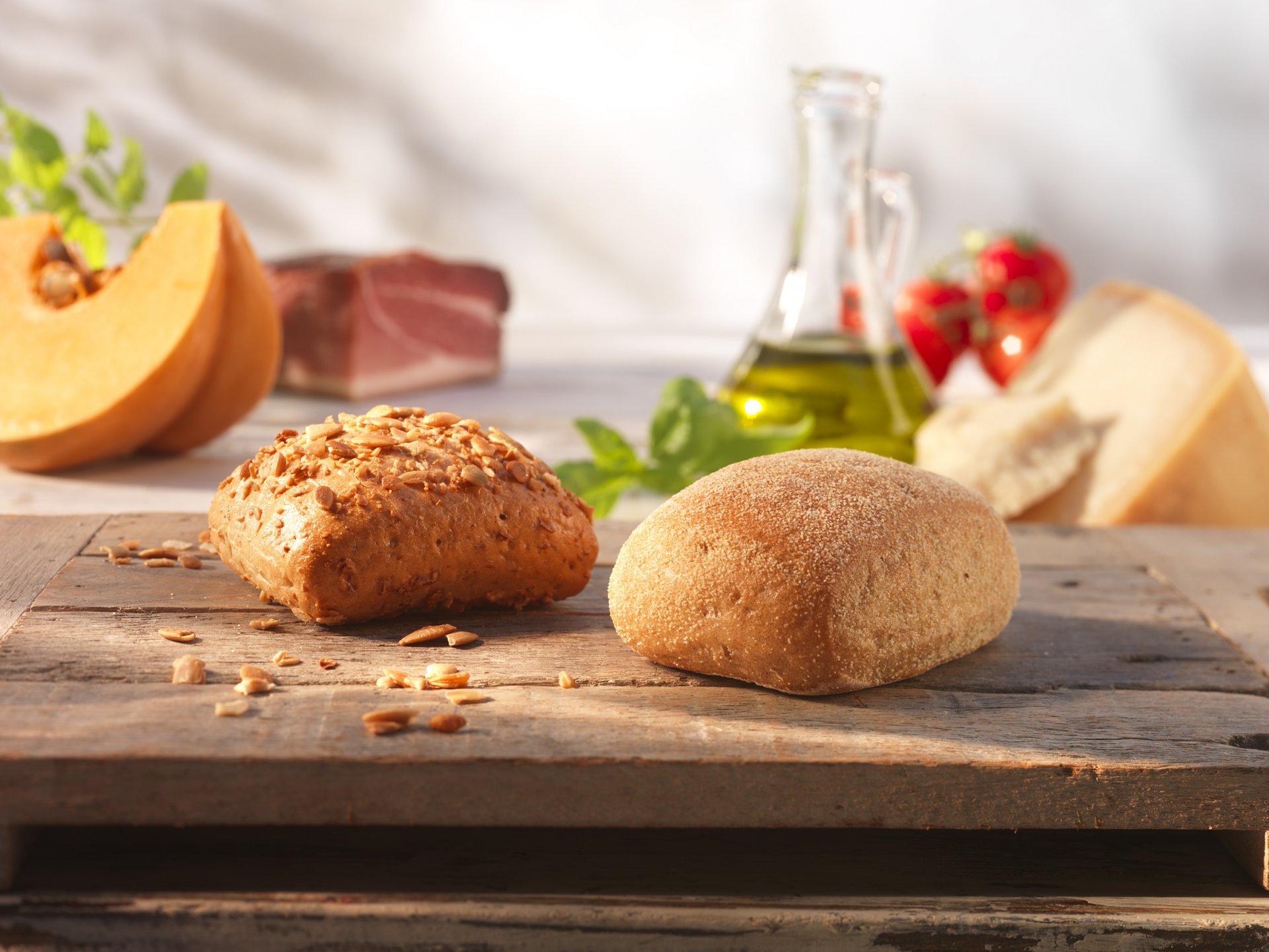 buns italian bread ciabatta sunflower seeds sesame baking food